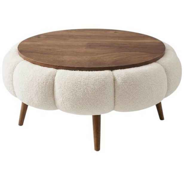 Odkládací čalouněný stolek Daisy 60 White Walnut