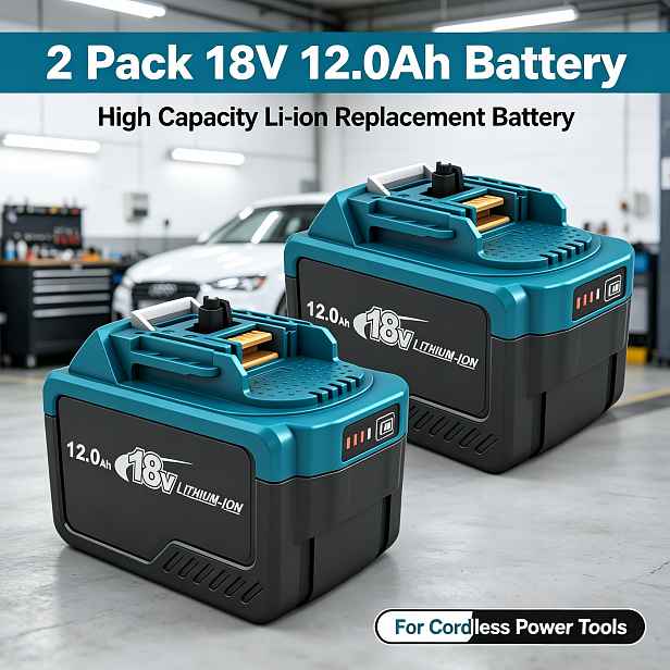TEMU 2 balení 12.0A náhrada baterie Makita 18V, aplikace pro akumulátory akumulátorových elektrických nářadí BL1820, BL1830, BL1840, BL1850, BL1860,