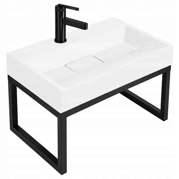 Umyvadlo Na Desku Nástěnné Bílé Obdélníkové 50 CM Rám Rea Goya White