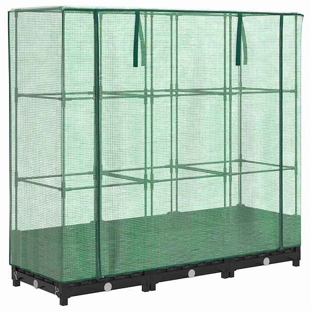 vidaXL Vyvýšený záhon s krytem na skleník, ratanový vzhled 120 x 40 x 123 cm