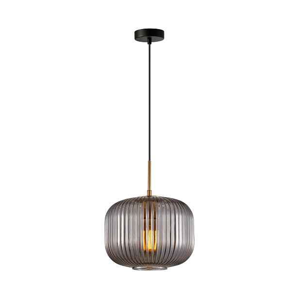 Závěsná lampa Italux Gavino černo-zlatá, sklo Ø25.5 cm E27 40W
