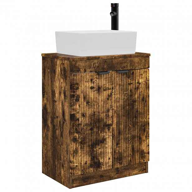 vidaXL Koupelnová skříňka se dřezem Kouřový dub 54 x 35 x 83 cm