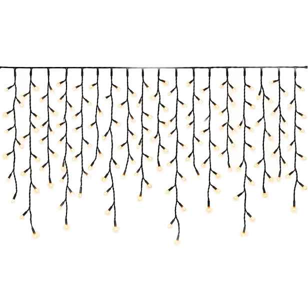 Easy Fix venkovní LED rampouchy světelné, 300 × 90 cm, teple bílá, 174 diod, černý kabel, IP67, prodlužovací