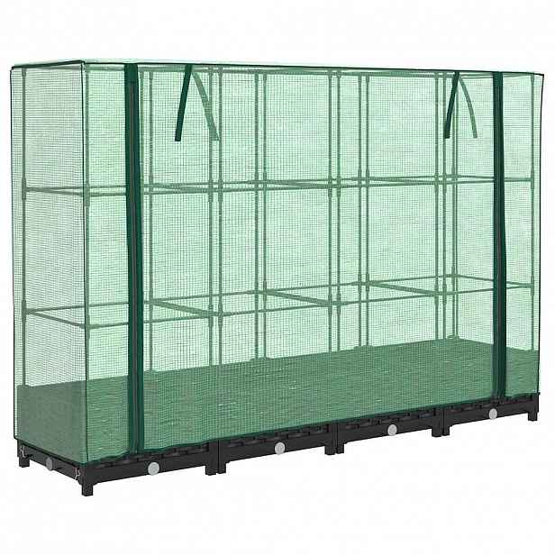 vidaXL Vyvýšený záhon s krytem na skleník, ratanový vzhled 160 x 40 x 123 cm