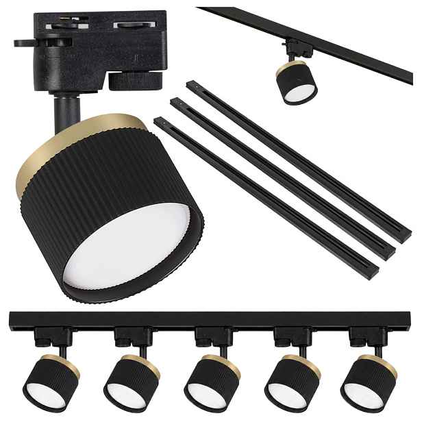 Osvětlení kolejnicové kolejnice 300 cm Lišta kolejnice 3 m 5x Lampa GX53 Černá