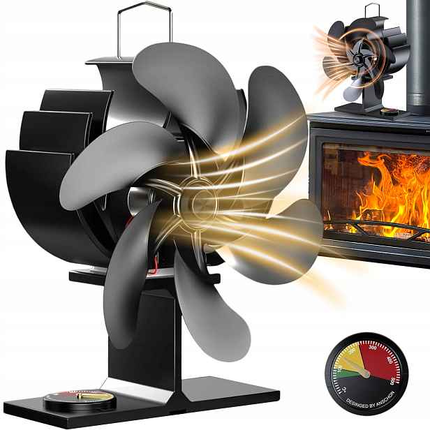 Termoelektrický Krbový Ventilátor Napájený Teplem, Tichý Ventilátor, Černý