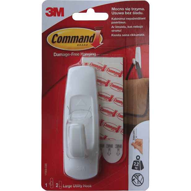 3M Command Velký háček 17003ES 1ks, lepicí pásky 2ks