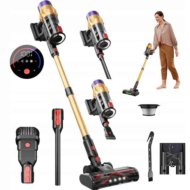 6V1 Bezdrátový Vysavač 550W 3 Režimy Sání Hepa Filtr Pro Domácnost