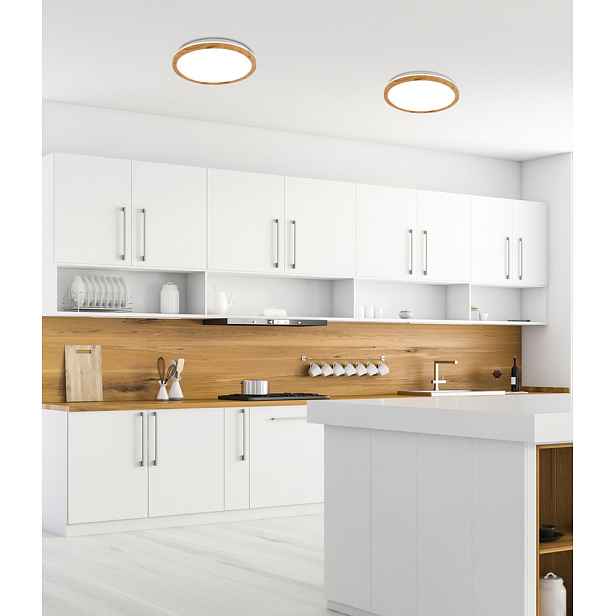 stropní lampa Kato LED 16W bílá, světlé dřevo