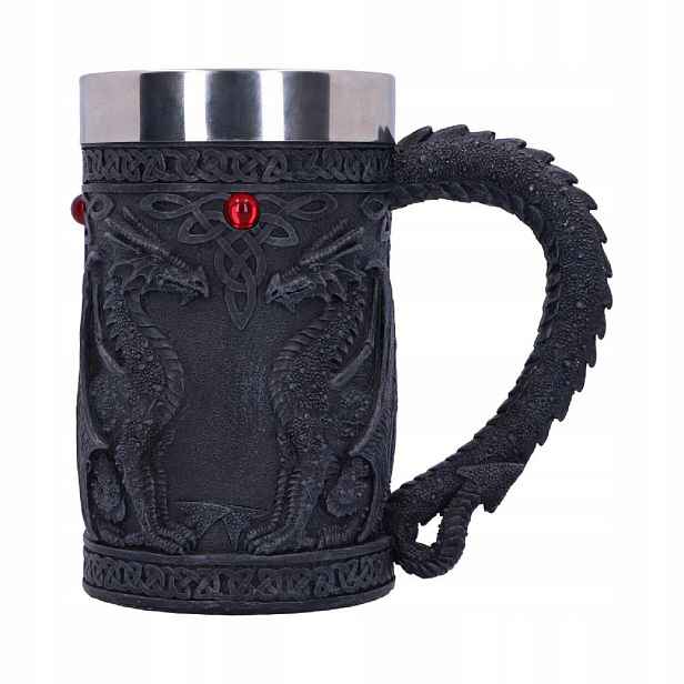 Epický Pivní Sklenice Hrnek Černé Křídlo Nerezová Ocel 550 ML Larp Rpg