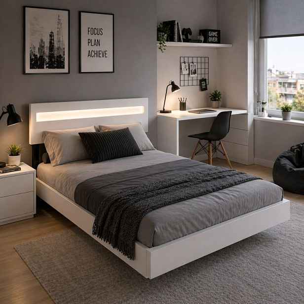 Juskys 107303 postel 140x200 cm LED bílá