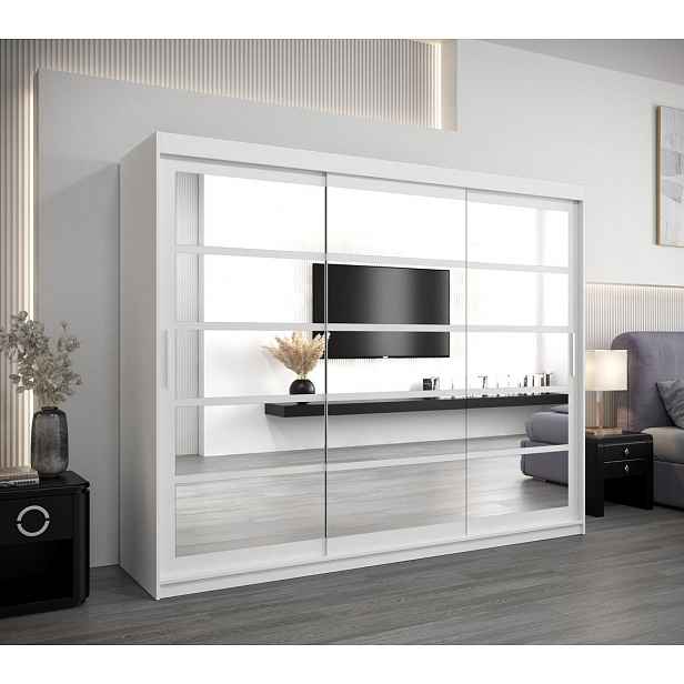Skříň s posuvnými dveřmi LEONA - šířka 250 cm, bílá