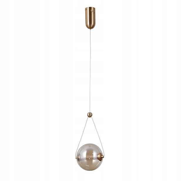 Závěsná lampa zlatá skleněná jantarová Led koule 6W Rastia Italux