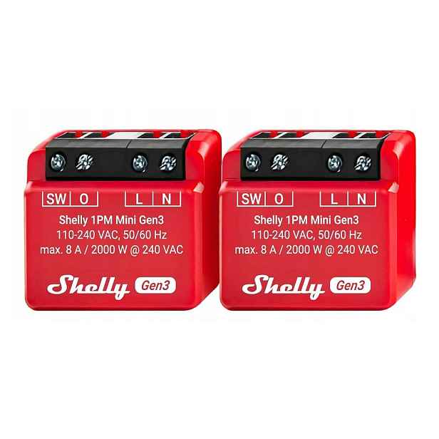 Shelly 1PM mini gen3 8A Wi-Fi Bluetooth Inteligentní přepínač 2-PAK