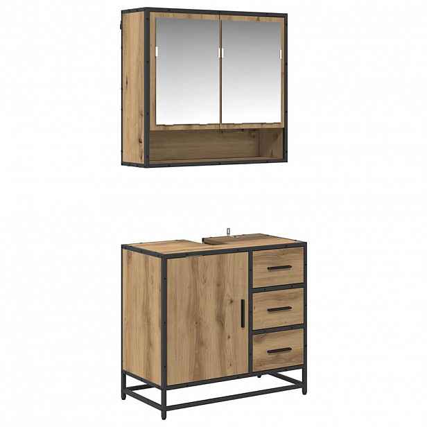 vidaXL Sada koupelnového nábytku 2 ks Artisanový dub 65 x 33 x 60 cm
