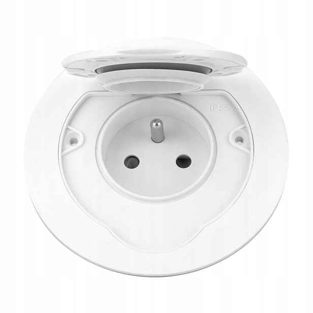 Hermetická elektrická zásuvka kulatá, IP55,1x2P+Z(French), bílá