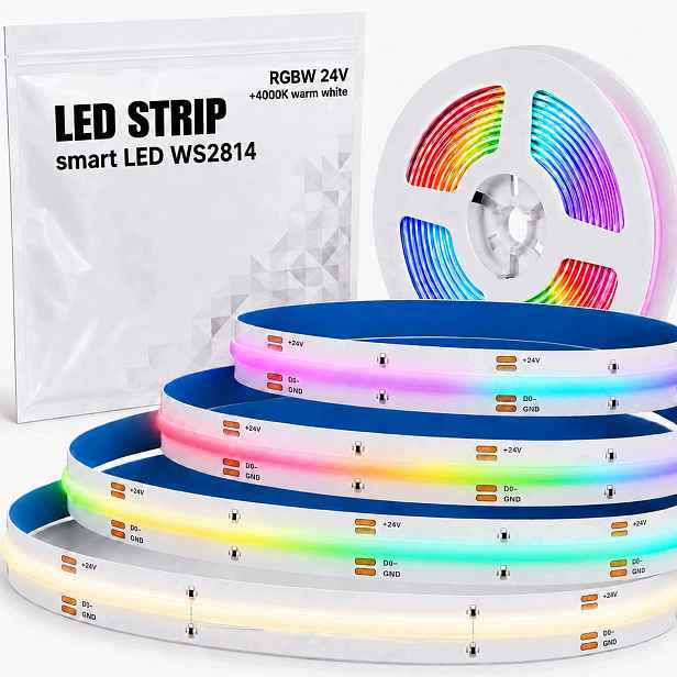 Led pásek Cob 24V WS2814 Drgb Rgbic neutrální bílá barva 4000K 784led/m Rgb 5 m