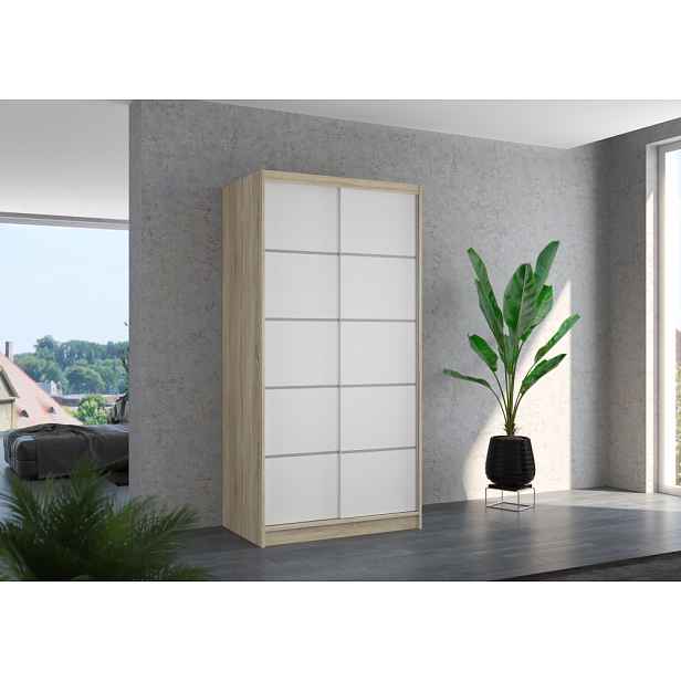 Policová šatní skříň 100 cm BAFRIX - dub sonoma / bílá