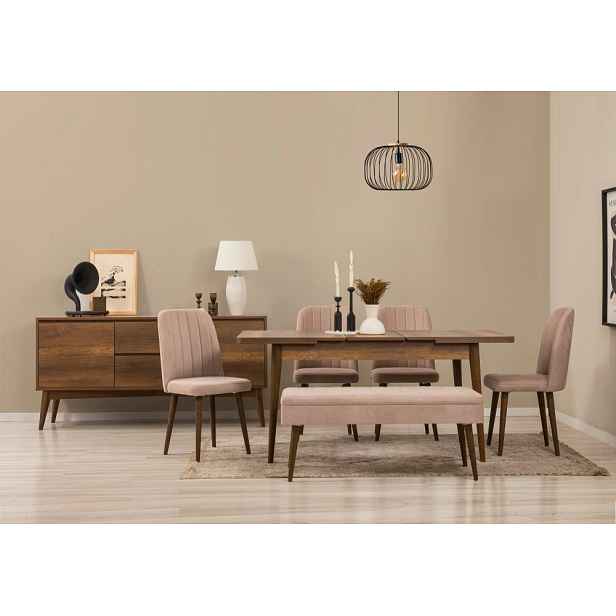 Set s rozkládacím stolem, židlemi a konzolou (7 kusů) Vina 03 0900 - Walnut, Stone