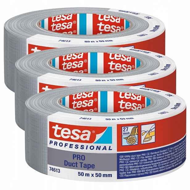 Tesa Duct Tape Vodotěsná textilní opravná páska stříbrná 50 m x 50 mm x3