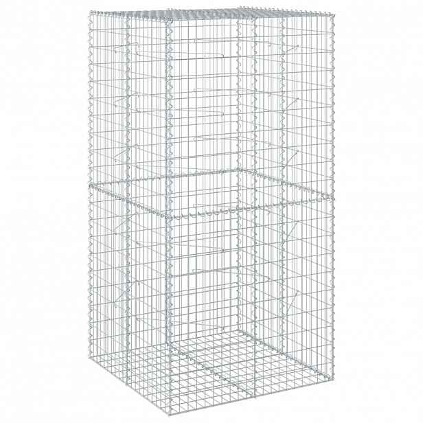 vidaXL Gabionový koš s víkem 100 x 100 x 200 cm pozinkované železo
