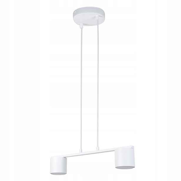 Moderní závěsná lampa, bílá, 2 spoty na liště, 46 cm, do jídelny Sigma