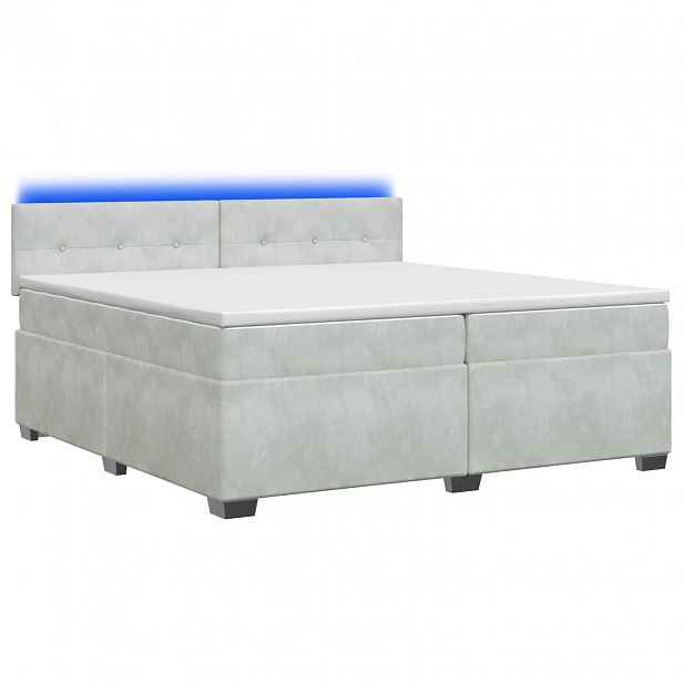 vidaXL Box spring postel s matrací a LED Světle šedá 200 x 200 cm