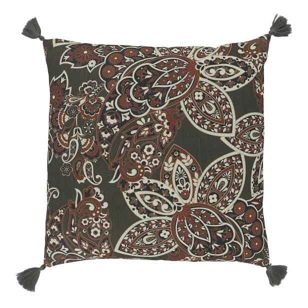 Zelený povlak na polštář s Paisley vzorem a střapci Aix Quilt - 50*50 cm Chic Antique