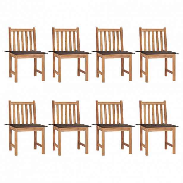 vidaXL Zahradní židle s poduškami 8 ks masivní teak