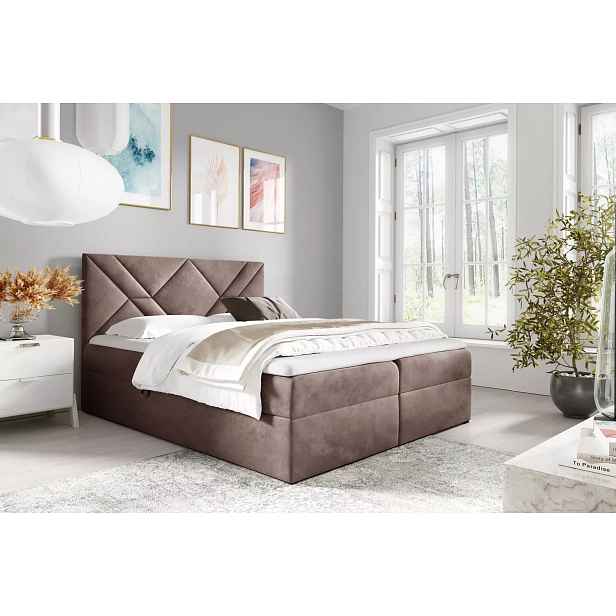 Boxspringová postel ASKOT - 160x220, starorůžová + topper ZDARMA