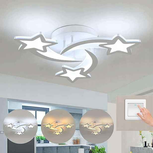 Moderní Led stropní svítidlo, bílý lustr do obývacího pokoje, nastavitelná barva světla 3000K/4500K/6500K, 28W