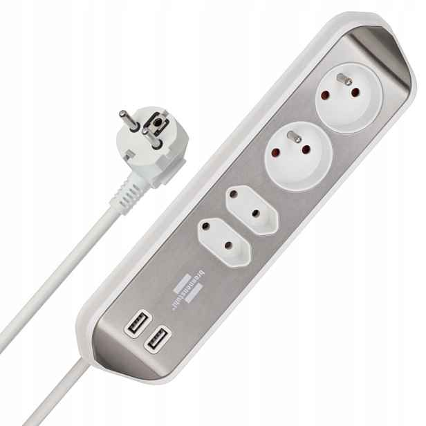 Rohová zásuvka 4x Zásuvková Lišta Usb Ocel Brennenstuhl estilo