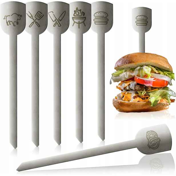 Sada 6 x Kostek Na Burgery Nerezová Ocel Bbq Kuchyně Gril