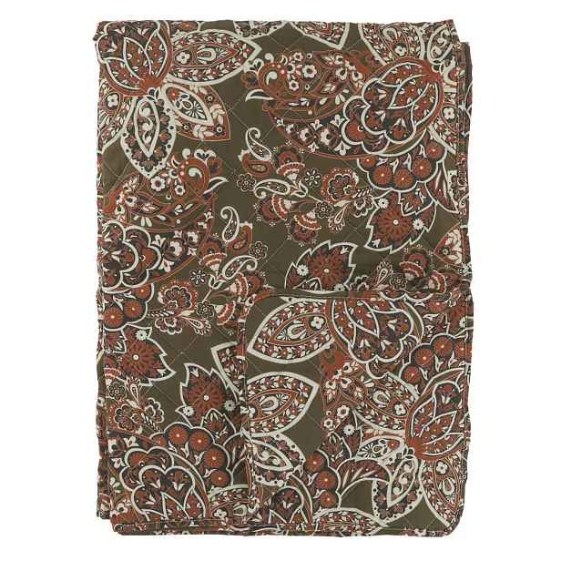 Zelený prošívaný bavlněný přehoz s Paisley vzorem Aix Quilt - 130*180 cm Chic Antique