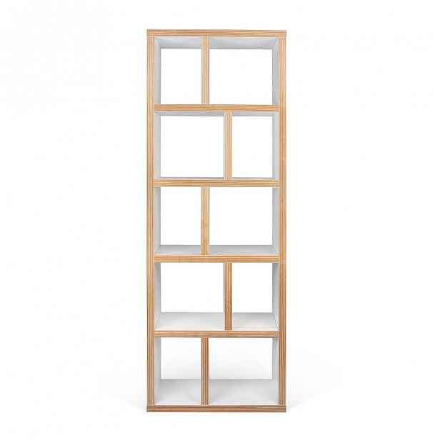 Knihovna - regál ve dřevěném dekoru s bílými detaily TemaHome Berlin, výška 198 cm