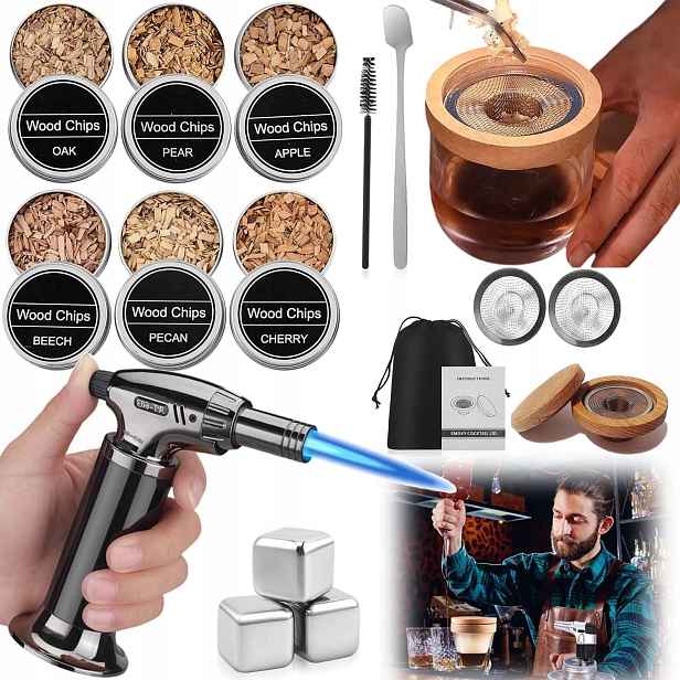 Sada Na Uzení Whisky Smoker Gadget Dárek Pro Přítele Muže 8KS