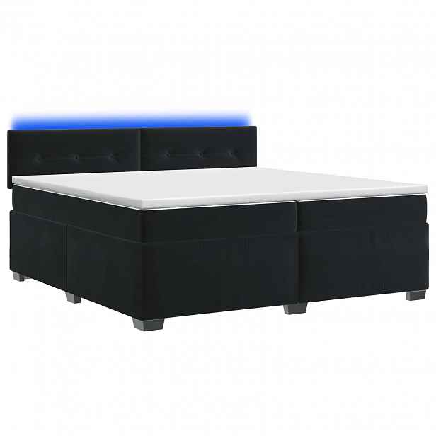 vidaXL Box spring postel s matrací a LED Černá 200 x 200 cm Samet