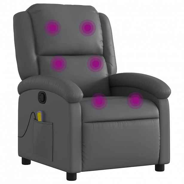 vidaXL Masážní polohovací křeslo šedé, umělá kůže