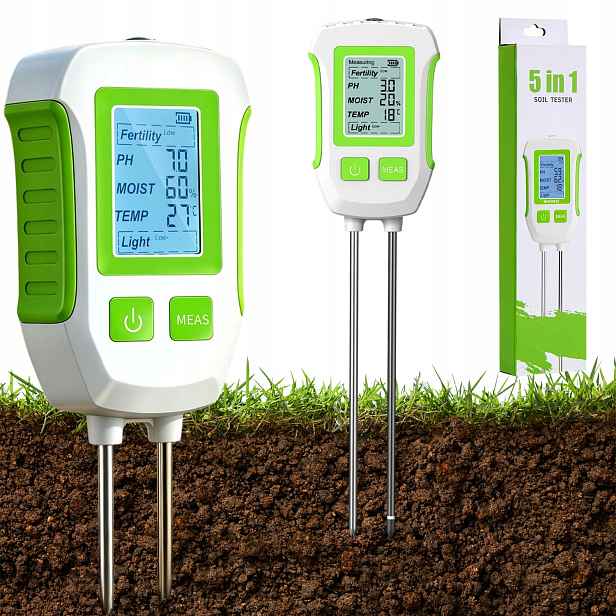 5V1 Kyselinoměr Na Půdu Tester Úrodnosti Vlhkost Ph Z LCD Do Zahrady, Skleníku