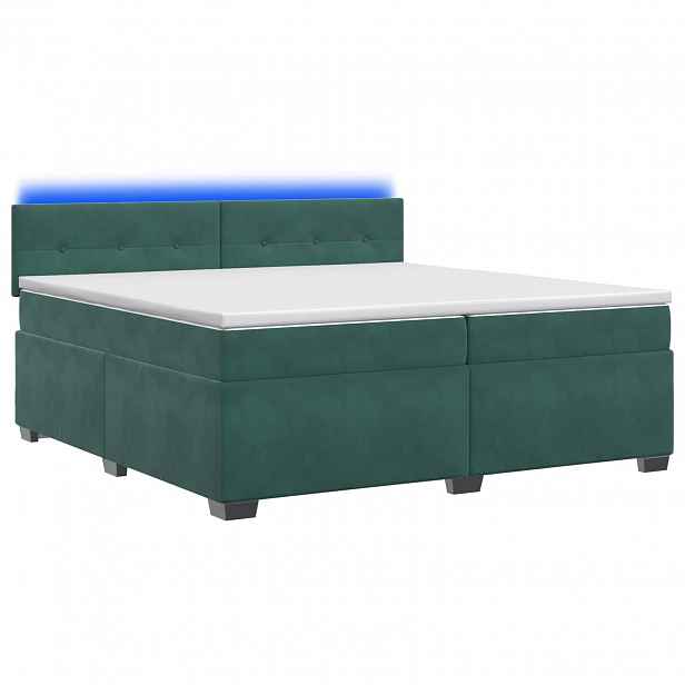 vidaXL Box spring postel s matrací a LED Tmavě zelená 200 x 200 cm