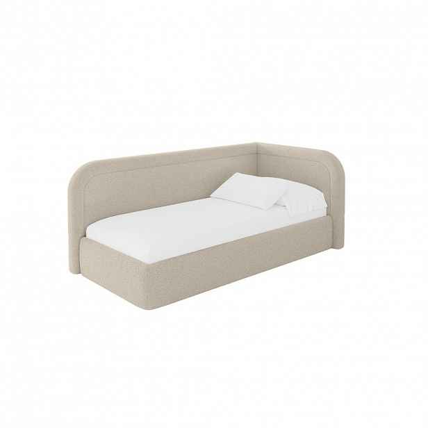 ALTDECOR JEDNOLŮŽKOVÁ POSTEL pro mládež s úložným prostorem a matrací H3/H4, vlevo - JOVY 100x200 tmavě béžová