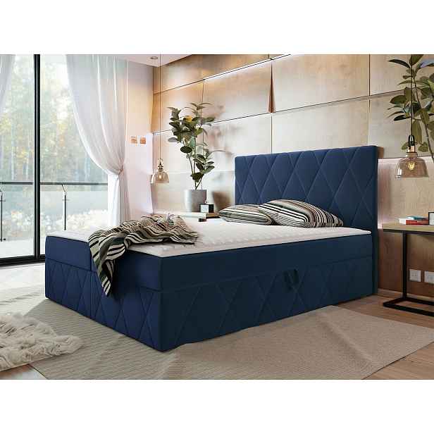 Hotelová manželská postel 160x200 PALMA - modrá + topper ZDARMA