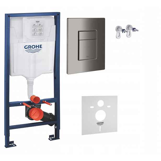 Kompletní podomítkový Wc set – rám Grohe tlačítko grafit lesklé