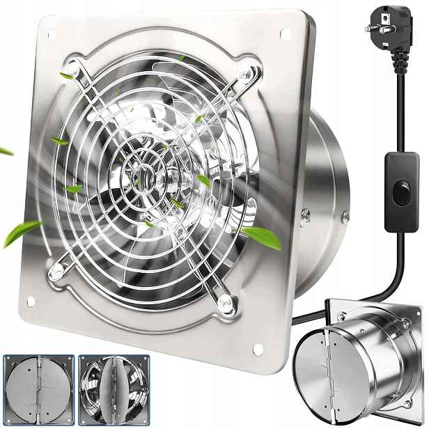 Nástěnný Odtahový Ventilátor 525 M³/h Nerezová Ocel S Přepínačem