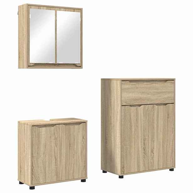 vidaXL Sada koupelnového nábytku 3 ks Sonoma dub 72,5 x 36,5 x 100 cm