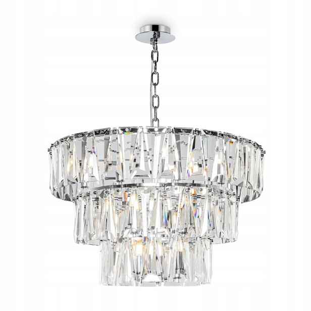 Závěsná lampa glamour křišťálová kulatá 77 cm chrom do obývacího pokoje Maytoni