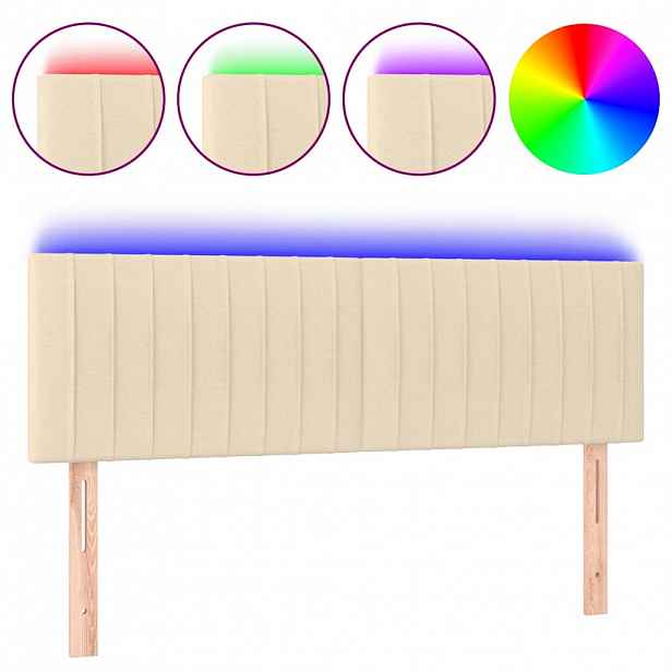 vidaXL Čelo postele s LED krémové 144x5x78/88 cm textil