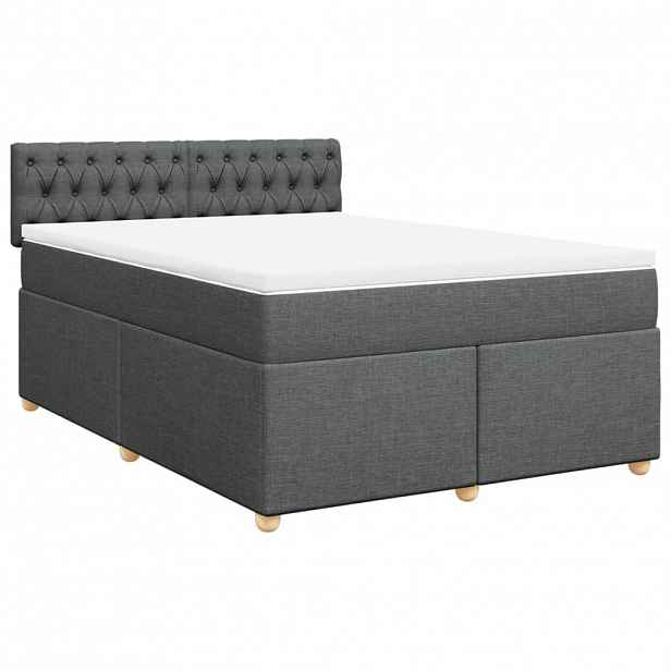 vidaXL Box spring postel s matrací tmavě šedá 160x200 cm textil