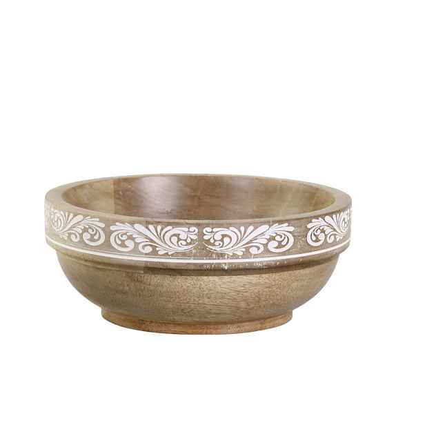 Dřevěná miska z mangového dřeva s řezbami Tours - Ø 20*9 cm / 900ml Chic Antique