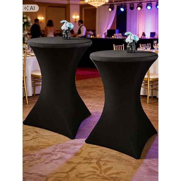 Shein 2 Pack Černé Elastické Ubrusy Na Koktejlové Stoly 80 CM 1 Pól